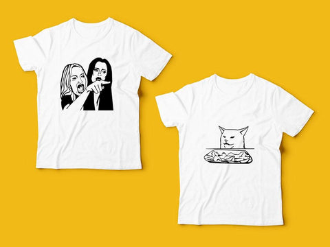 Woman yelling at cat, cat svg, salad cat, cat meme svg, funny cat svg, meme svg, woman and cat, smudge cat, cat eating salad SVG CutLeafSvg 