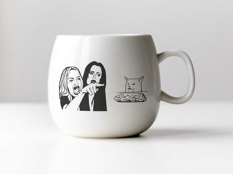 Woman yelling at cat, cat svg, salad cat, cat meme svg, funny cat svg, meme svg, woman and cat, smudge cat, cat eating salad SVG CutLeafSvg 