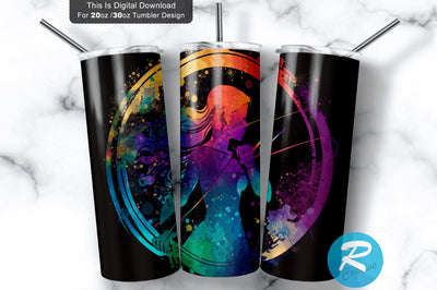 Woman Zodiac Sagittarius Round 20 oz / 30 oz Tumbler PNG Sublimation Regulrcrative 