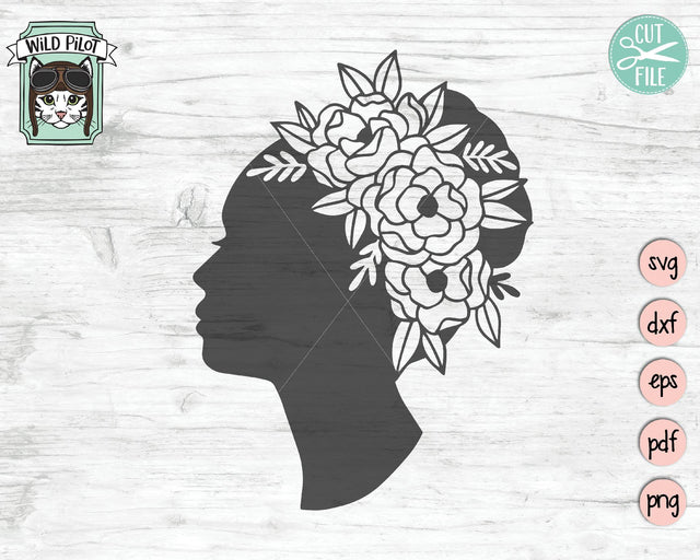 Womans Face Floral Silhouette SVG Cut File SVG Wild Pilot 