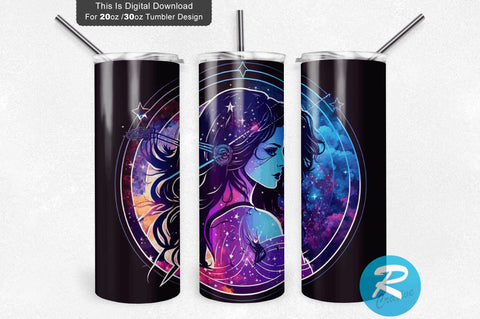 WomanZodiac Aquarius Sign 20 oz / 30 oz Tumbler PNG Sublimation Regulrcrative 