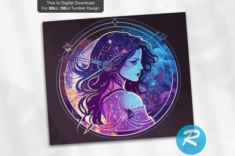 WomanZodiac Aquarius Sign 20 oz / 30 oz Tumbler PNG Sublimation Regulrcrative 