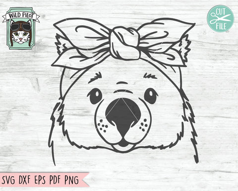 Wombat Bandana SVG, Wombat SVG file, Wombat cut file, Wombat with Bandana SVG, Bandana Wombat svg, Animal Face SVG, Wombat scarf SVG, Australian animals SVG SVG Wild Pilot 