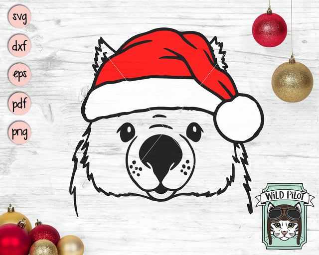 Wombat Santa hat svg file, Wombat with Hat svg, Christmas svg file, Wombat svg, Christmas cut file, Christmas Santa hat svg, Australia svg SVG Wild Pilot 