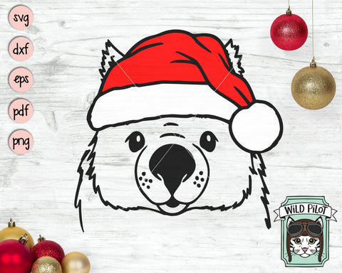 Wombat Santa hat svg file, Wombat with Hat svg, Christmas svg file, Wombat svg, Christmas cut file, Christmas Santa hat svg, Australia svg SVG Wild Pilot 