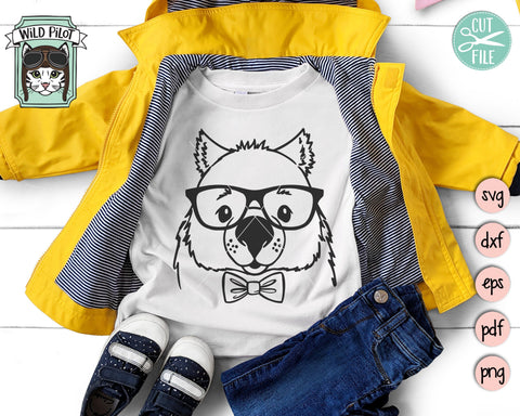 Wombat svg file, Wombat with Glasses Bowtie svg, Wombat cut file, Animal Face SVG, Cute Boy Wombat svg, Australian Animals svg file, Eyeglasses SVG SVG Wild Pilot 
