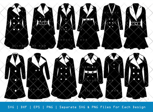Women Coat Svg, Winter Coat Silhouette, Winter Fasion Svg, Woman Suit Svg, Ladies Blazer Svg, Winter Coat Bundle SVG ETC Craft 