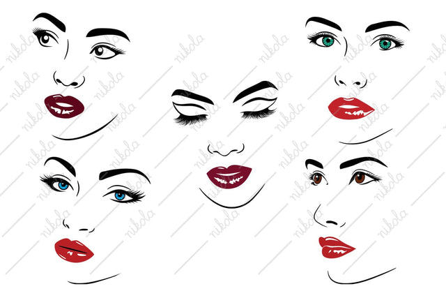 Women Faces Clipart PNG SVG PDF EPS SVG nikola 