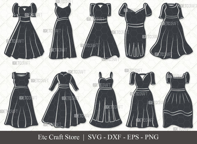 Women Frock SVG, Frock Silhouette, Ladies Frock Svg, Frock Svg, Women Dress Svg, Girl Dress Svg, Designer Dress Svg, Girl Frock Bundle SVG ETC Craft 