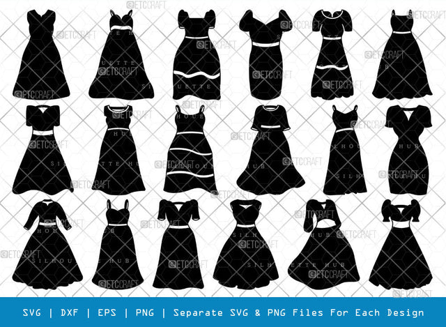 Women Frock SVG, Frock Silhouette, Ladies Frock Svg, Frock Svg, Women Dress Svg, Girl Dress Svg, Designer Dress Svg, Girl Frock Bundle SVG ETC Craft 