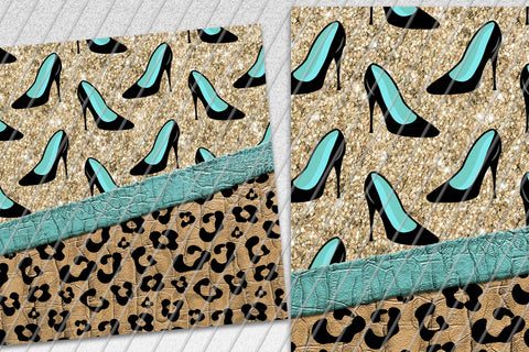 Women Shoes 20oz Skinny Tumbler Sublimation/ Leopard and Leather / Turquoise Sublimation Marlene Campos 