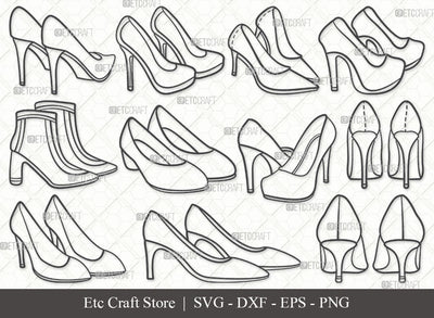 Women Shoes SVG, Shoes Outline, Women Footwear Svg, High Heel Svg, Stylish Women Shoes Svg, Shoes Svg, Women Shoes Bundle SVG ETC Craft 