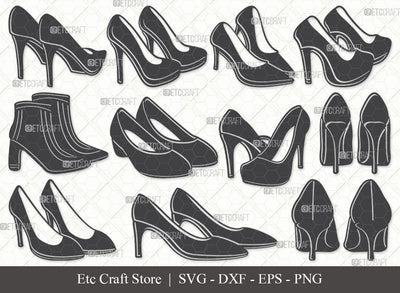 Women Shoes SVG, Shoes Silhouette, Women Footwear Svg, High Heel Svg, Stylish Women Shoes Svg, Shoes Svg, Women Shoes Bundle SVG ETC Craft 