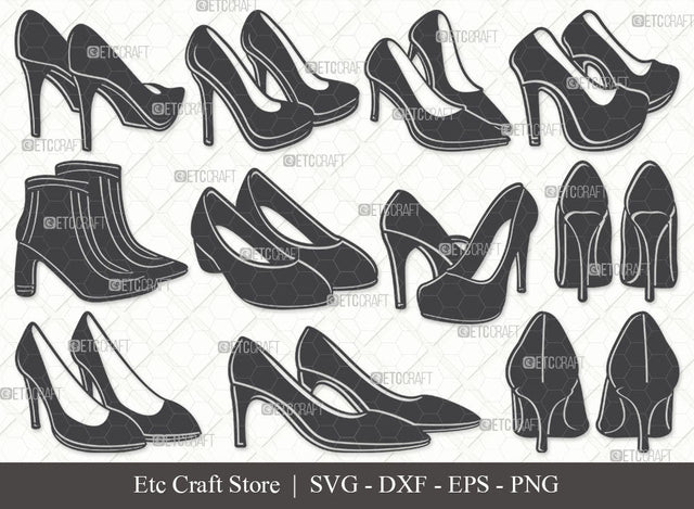 Women Shoes SVG, Shoes Silhouette, Women Footwear Svg, High Heel Svg, Stylish Women Shoes Svg, Shoes Svg, Women Shoes Bundle SVG ETC Craft 