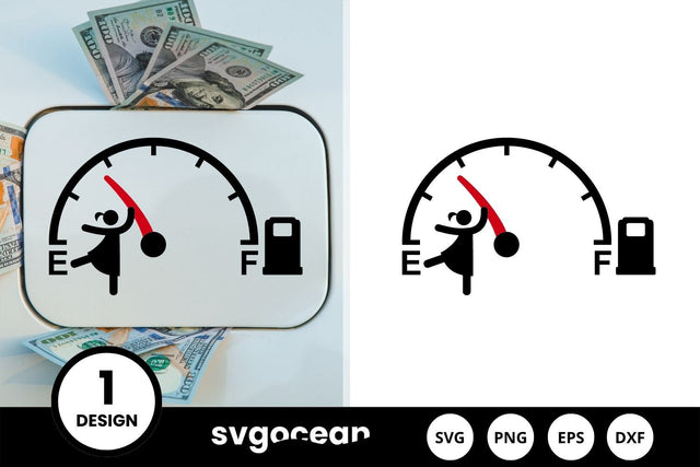 Women Stopping Fuel Gauge Indicator SVG Design SVG SvgOcean 