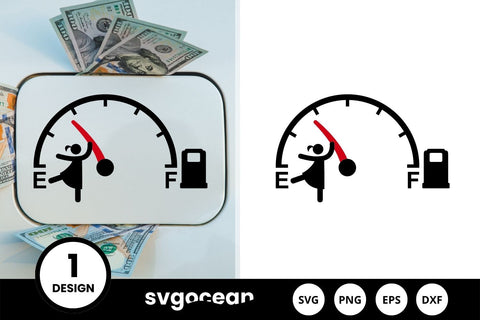 Women Stopping Fuel Gauge Indicator SVG Design SVG SvgOcean 