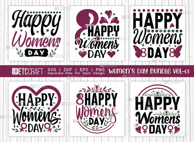Women's Day Bundle Vol-01 | Happy Women's Day Svg | March 8 Svg | Women Svg | Girl Day Svg | Women's Day Quote Design SVG ETC Craft 