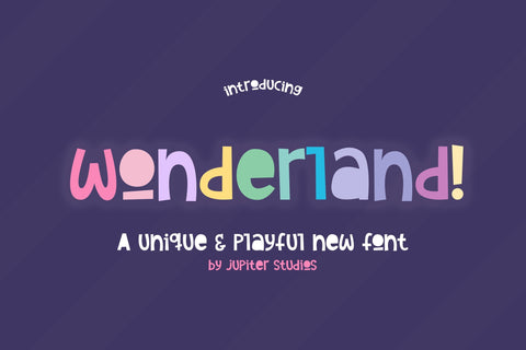 Wonderland Font (Cute Fonts, Kids Fonts, Childrens Fonts) Font Jupiter Studio Fonts 