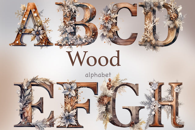 Wood Alphabet Letters | Wedding Invitation Letters Bundle SVG GlamArtZhanna 