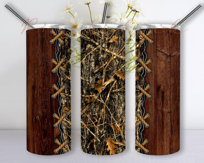 Wood and Camo Hunt for Straight, Tapered Tumbler PNG File Digital Download, 20oz Skinny Tumbler Sublimation Designs Sublimation PixelChick 