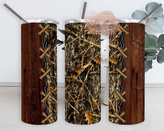 Wood and Camo Hunt Tumbler Design, Hunting Season 20oz Skinny Tumbler, Camouflage Sublimation Design, Wood Tumbler Wrap, Instant Download Sublimation Rabbitmakies 