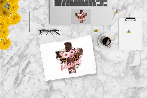 Wood Cross Print Floral blessed PNG clipart Sublimation Sublimatiz Designs 