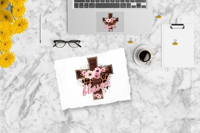 Wood Cross Print Floral & Leopard blessed PNG Sublimation Sublimation Sublimatiz Designs 