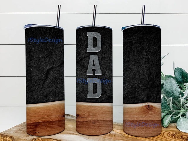 Wood Dad Fathers Day 20 oz Skinny Wrap Sublimation Straight/Tapered, Father's Day Tumbler PNG Sublimation BouDesign 