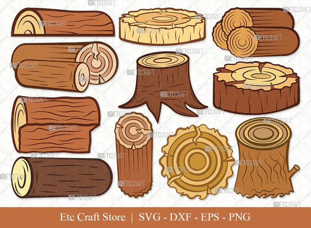 Wood Log Clipart SVG Cut File | Wood Svg | Tree log Svg | Tree Rings Svg | Growth Rings Svg | Bundle SVG ETC Craft 