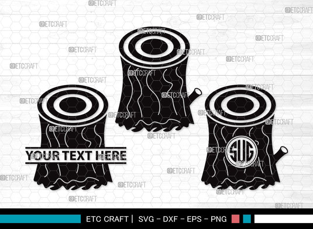 Wood Log Monogram SVG | Wood Svg | Tree log Svg | Tree Rings Svg | Growth Rings Svg | Wood Log Clipart SVG ETC Craft 