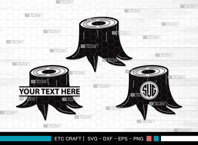 Wood Log Monogram SVG | Wood Svg | Tree log Svg | Tree Rings Svg | Growth Rings Svg | Wood Log Clipart SVG ETC Craft 