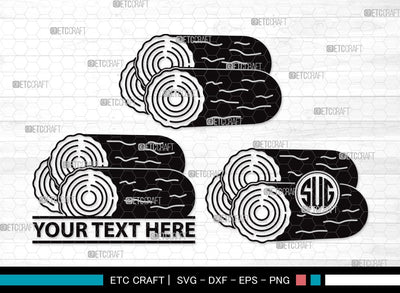 Wood Log Monogram SVG | Wood Svg | Tree log Svg | Tree Rings Svg | Growth Rings Svg | Wood Log Clipart SVG ETC Craft 