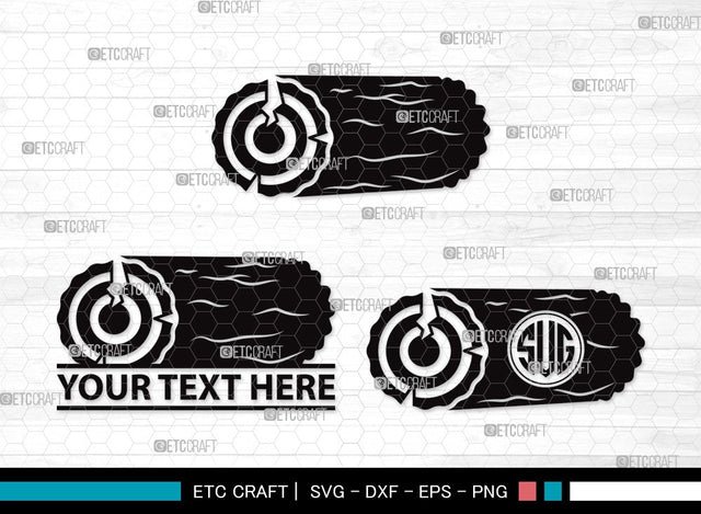 Wood Log Monogram SVG | Wood Svg | Tree log Svg | Tree Rings Svg | Growth Rings Svg | Wood Log Clipart SVG ETC Craft 