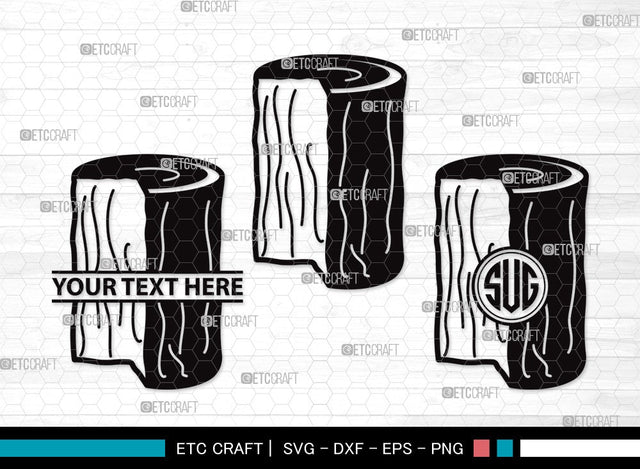 Wood Log Monogram SVG | Wood Svg | Tree log Svg | Tree Rings Svg | Growth Rings Svg | Wood Log Clipart SVG ETC Craft 