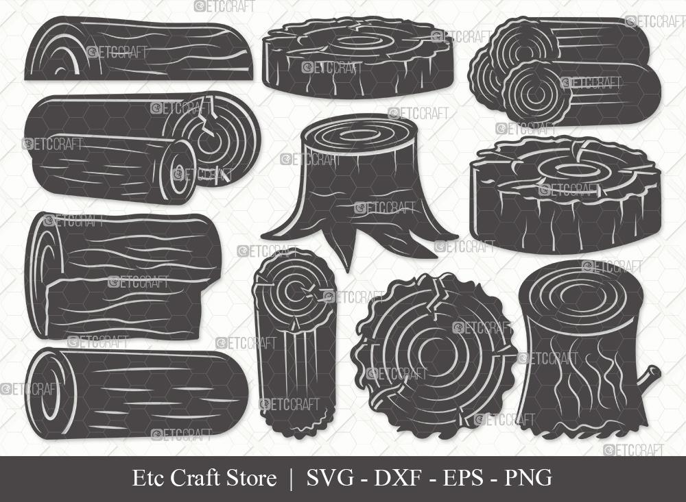 Wood Log Silhouette SVG Cut File | Wood Svg | Tree log Svg | Tree Rings ...