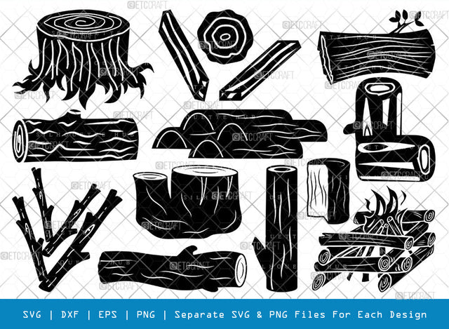 Wood Log SVG Cut Files | Wood Log Silhouette | Wood Svg | Tree Log Svg | Tree Rings Svg | Growth Rings Svg | Wood Trunk Svg | Wood Log Bundle SVG ETC Craft 