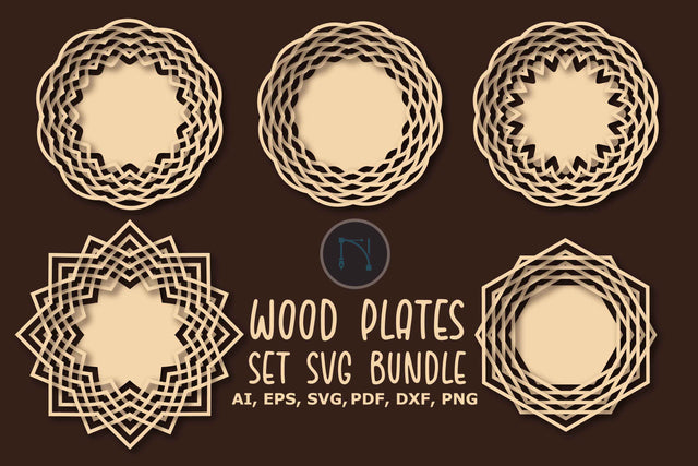 Wood Plates Set Laser Cut SVG Bundle SVG MD JOYNAL ABDIN 