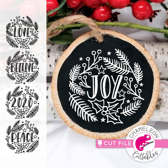 Wood rounds ornament Christmas bundle svg png dxf SVG Chameleon Cuttables 