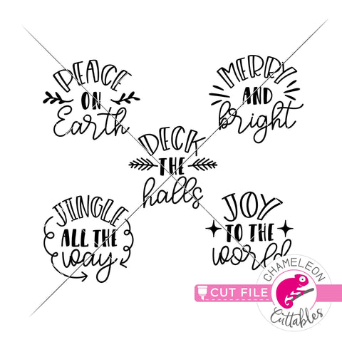 Wood rounds ornament Christmas phrases bundle svg png dxf SVG Chameleon Cuttables 