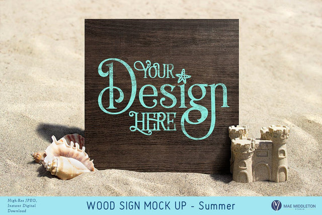 Wood Sign at the Beach Mockup Mock Up Photo Mae Middleton Studio 