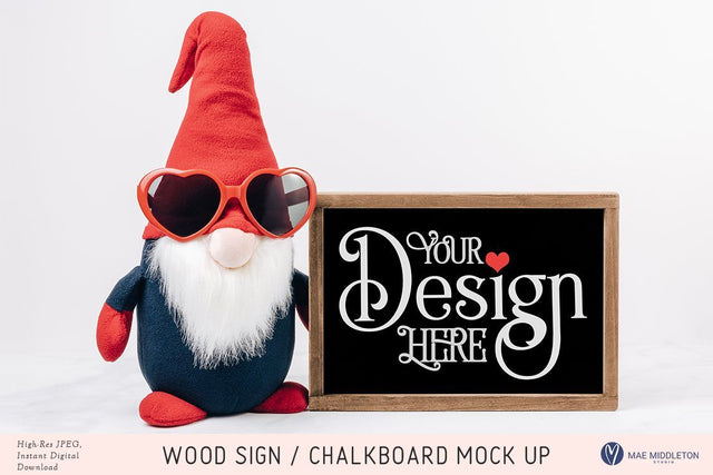 Wood sign, chalkboard craft mock up, styled photo for Valentine's day Mock Up Photo Mae Middleton Studio 