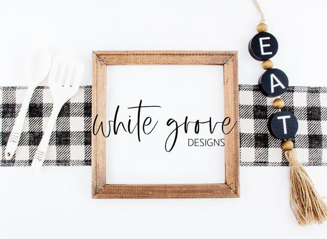 Wood Sign Mockup 10x10 | Farmhouse Reverse Canvas Kitchen Sign Mock Up Mock Up Photo White Grove Designs 