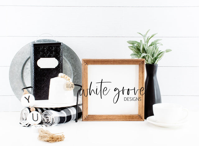 Wood Sign Mockup 10x10 | Farmhouse Reverse Canvas Kitchen Sign Mock Up Mock Up Photo White Grove Designs 