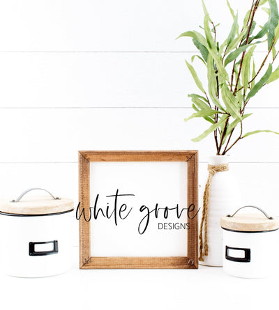 Wood Sign Mockup 10x10 | Farmhouse Reverse Canvas Kitchen Sign Mock Up Mock Up Photo White Grove Designs 