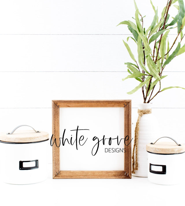 Wood Sign Mockup 10x10 | Farmhouse Reverse Canvas Kitchen Sign Mock Up Mock Up Photo White Grove Designs 