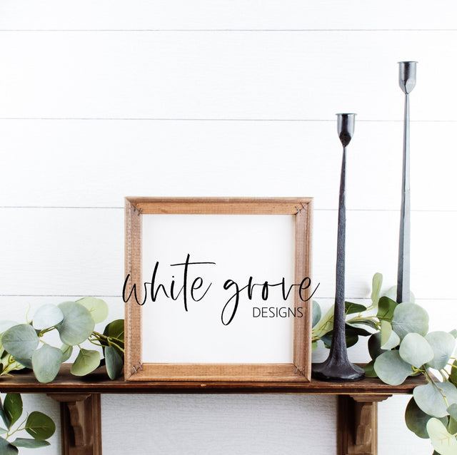 Wood Sign Mockup 10x10 | Farmhouse Reverse Canvas Sign Mock Up Mock Up Photo White Grove Designs 