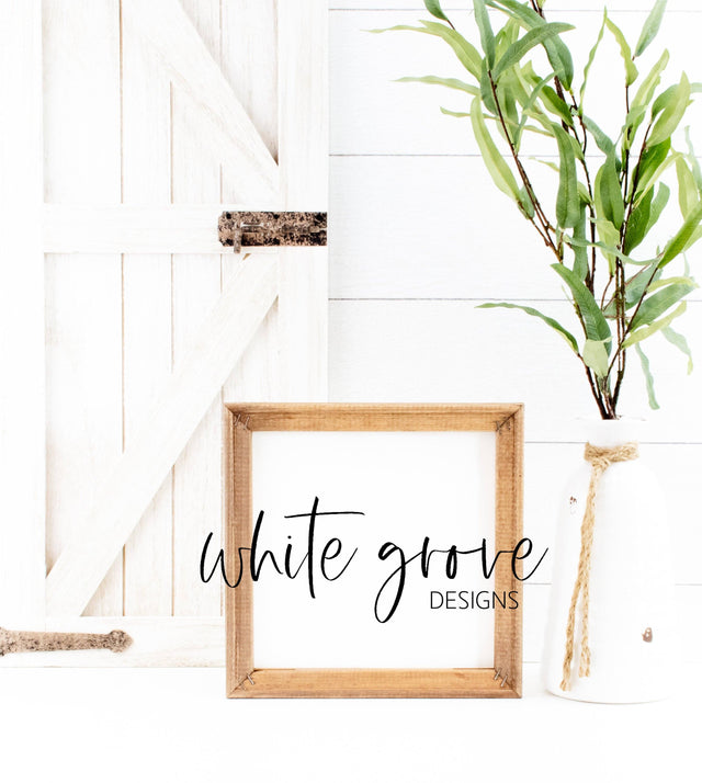 Wood Sign Mockup 10x10 | Farmhouse Reverse Canvas Sign Mock Up Mock Up Photo White Grove Designs 
