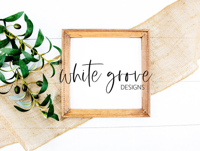 Wood Sign Mockup 10x10 | Farmhouse Reverse Canvas Sign Mock Up Mock Up Photo White Grove Designs 