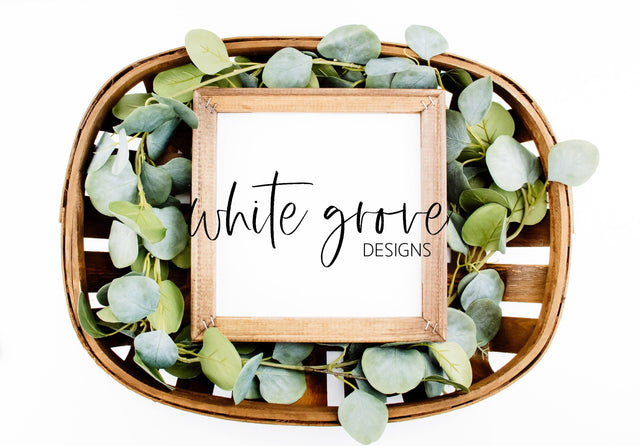Wood Sign Mockup 10x10 | Farmhouse Reverse Canvas Sign Mock Up Mock Up Photo White Grove Designs 