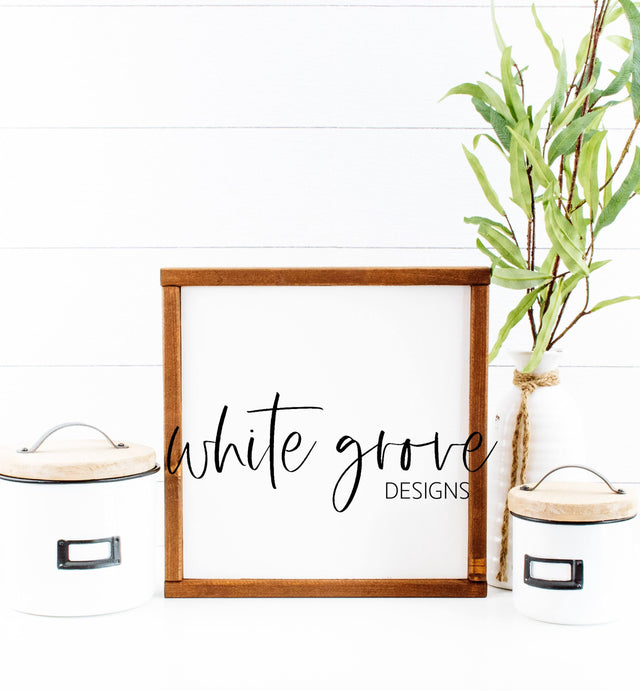 Wood Sign Mockup 12x12 | Farmhouse Kitchen Sign Mock Up Mock Up Photo White Grove Designs 